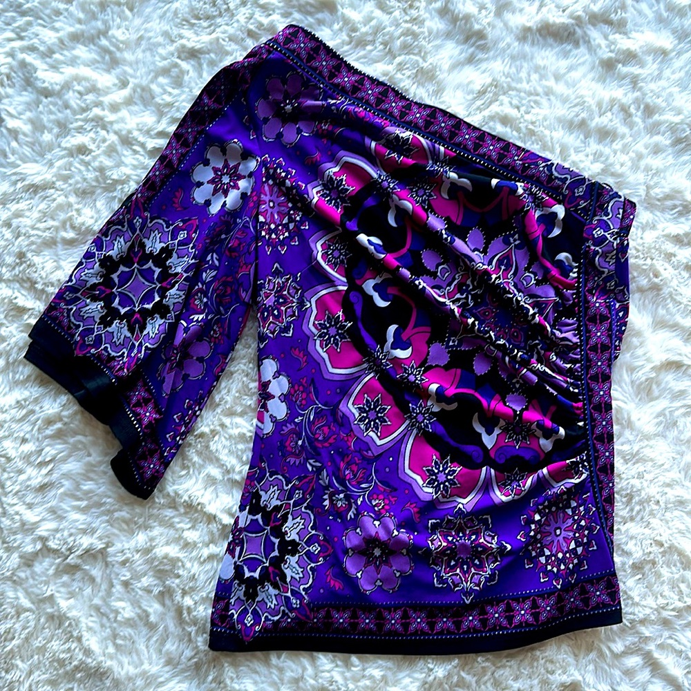 Cache one shoulder purple top - size small